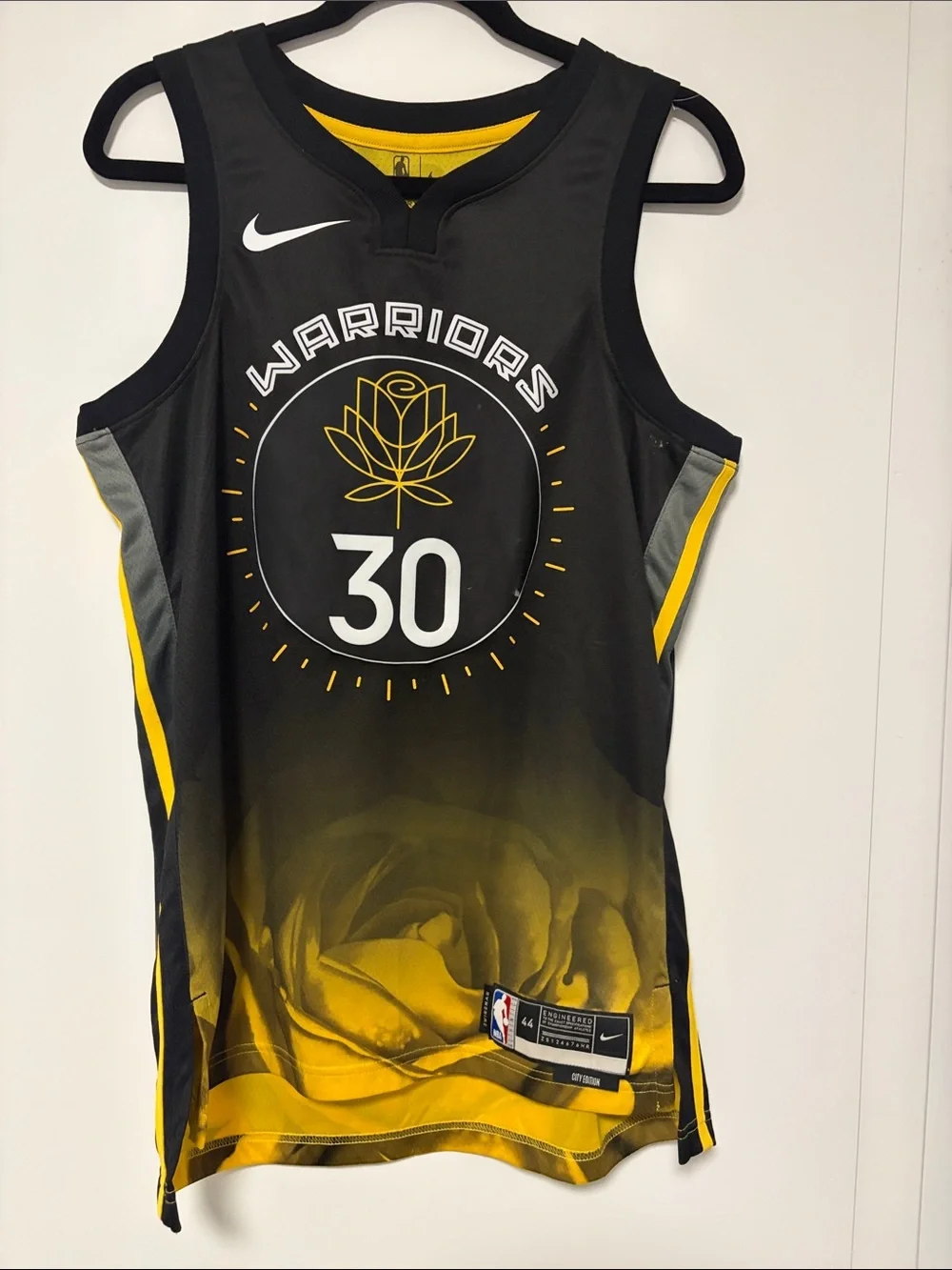 Nike Black and Yellow Stephen Curry #30 Basketball Jersey